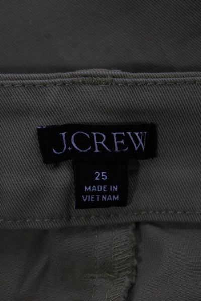 J Crew Womens Beige Chino Pants Cotton Blend Button 27in Inseam Size 25