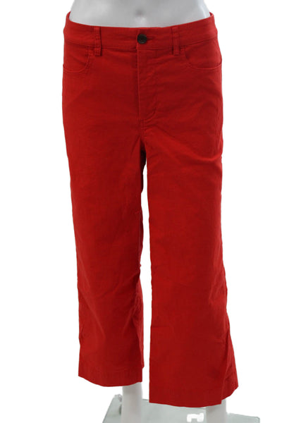 J Crew Women Cropped Pants Red Cotton Button Front Solid Size 26