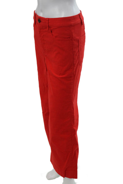 J Crew Women Cropped Pants Red Cotton Button Front Solid Size 26