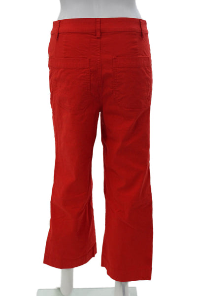 J Crew Women Cropped Pants Red Cotton Button Front Solid Size 26