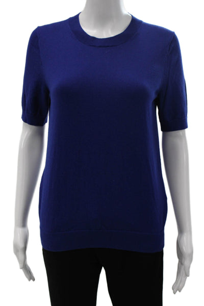 J Crew Womens Pullover Sweater Blue Cotton Crew Neck Short Sleeve Size S