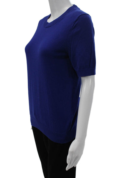 J Crew Womens Pullover Sweater Blue Cotton Crew Neck Short Sleeve Size S