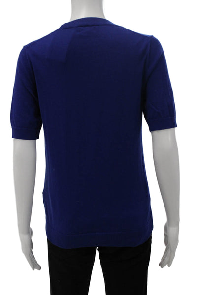 J Crew Womens Pullover Sweater Blue Cotton Crew Neck Short Sleeve Size S