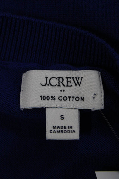 J Crew Womens Pullover Sweater Blue Cotton Crew Neck Short Sleeve Size S
