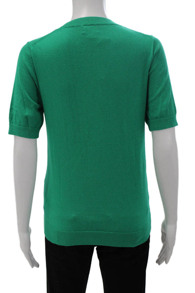 J Crew Womens Pullover Sweater Green Crew Neck Short Sleeve Cotton Size S