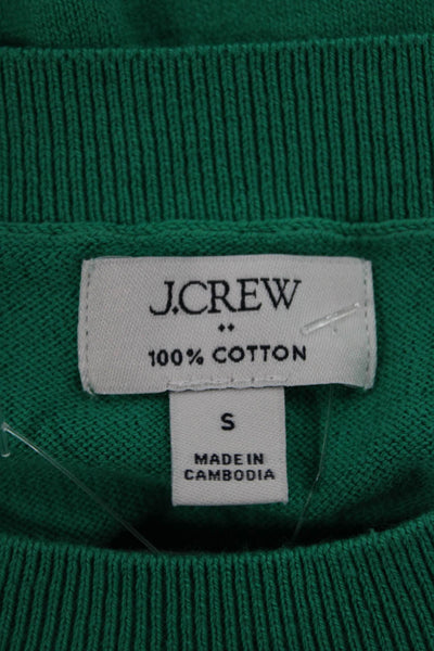 J Crew Womens Pullover Sweater Green Crew Neck Short Sleeve Cotton Size S