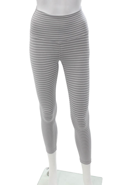 Define Your Inspiration Womens Capri Leggings Gray Striped Size XS