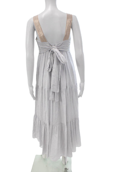 Ulla Johnson Womens White Striped Cami Midi Dress Square Neck Size 2