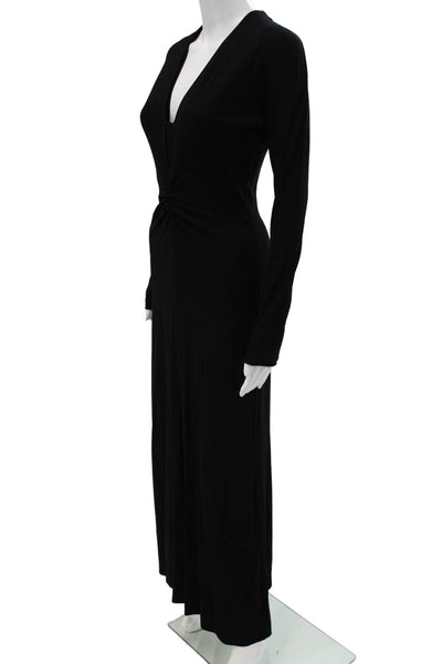 Piano Forte Di Max Mara Womens Black Maxi Dress V Neck Long Sleeve Size 42