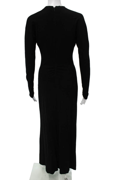 Piano Forte Di Max Mara Womens Black Maxi Dress V Neck Long Sleeve Size 42