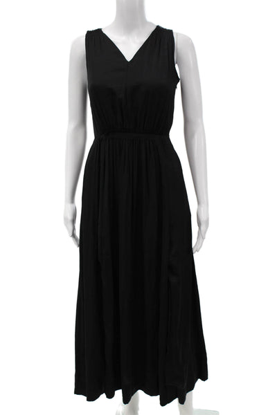Banana Republic Women Fit & Flare Black V-Neck Dress Size 0P