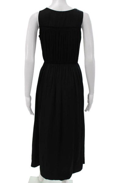 Banana Republic Women Fit & Flare Black V-Neck Dress Size 0P