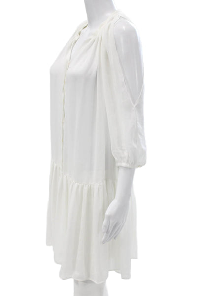 Sandro Womens White Drop Waist Dress V-Neck Long Sleeve Polyester Size 1