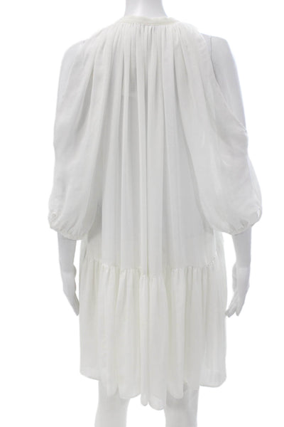 Sandro Womens White Drop Waist Dress V-Neck Long Sleeve Polyester Size 1