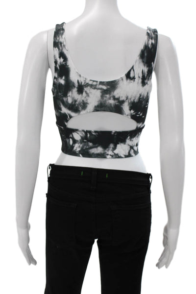 Define Your Inspiration Womens Cut Out Abstract Sports Bra Gray White Size XS