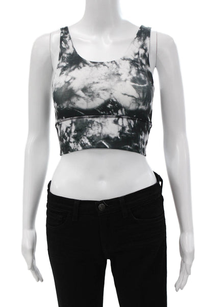 Define Your Inspiration Womens Back Cut Out Abstract Sports Bra Gray White XS