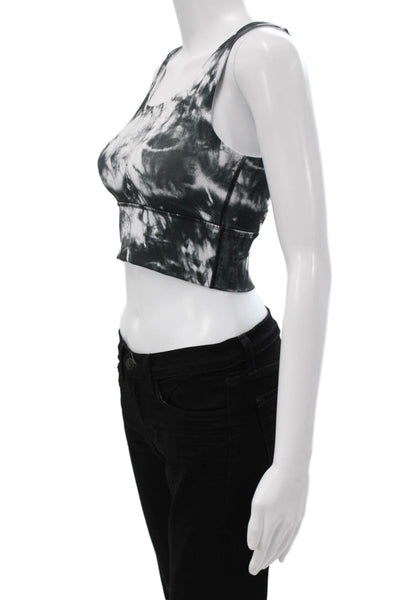 Define Your Inspiration Womens Back Cut Out Abstract Sports Bra Gray White XS