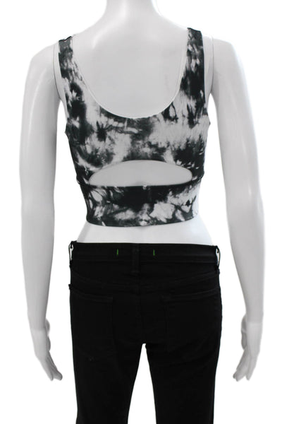 Define Your Inspiration Womens Back Cut Out Abstract Sports Bra Gray White XS