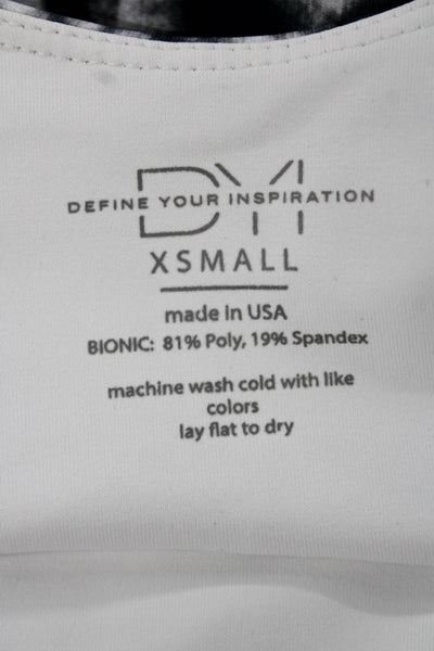 Define Your Inspiration Womens Back Cut Out Abstract Sports Bra Gray White XS
