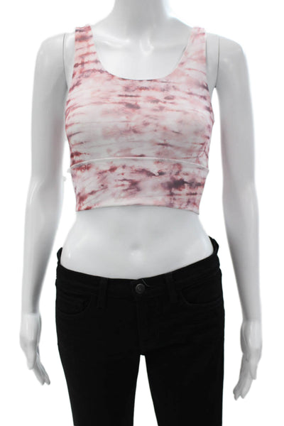 Define Your Inspiration Womens Back Cut Out Abstract Sports Bra Pink White XS