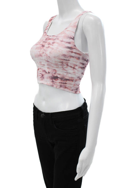 Define Your Inspiration Womens Back Cut Out Abstract Sports Bra Pink White XS