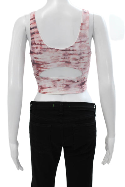 Define Your Inspiration Womens Back Cut Out Abstract Sports Bra Pink White XS