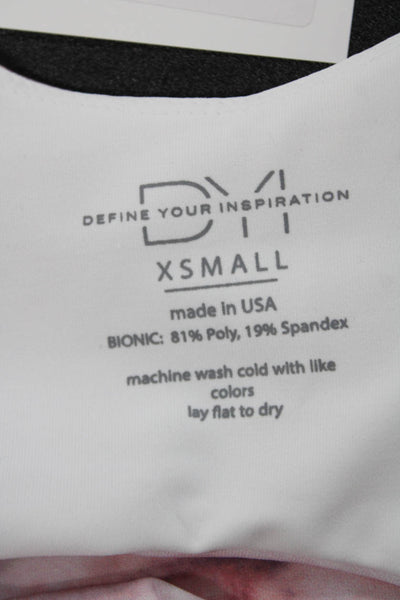 Define Your Inspiration Womens Back Cut Out Abstract Sports Bra Pink White XS