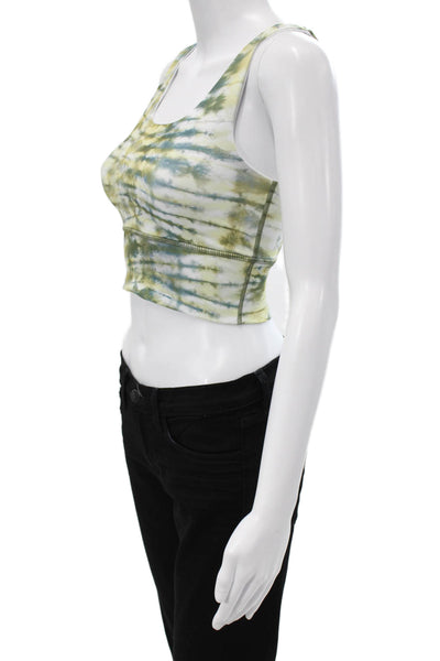 Define Your Inspiration Womens Scoop Neck Abstract Sports Bra Brown Blue XS