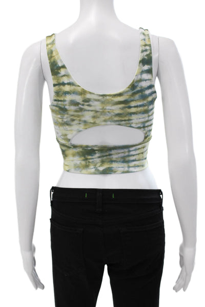 Define Your Inspiration Womens Scoop Neck Abstract Sports Bra Brown Blue XS