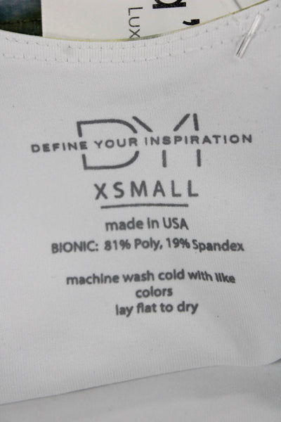 Define Your Inspiration Womens Scoop Neck Abstract Sports Bra Brown Blue XS