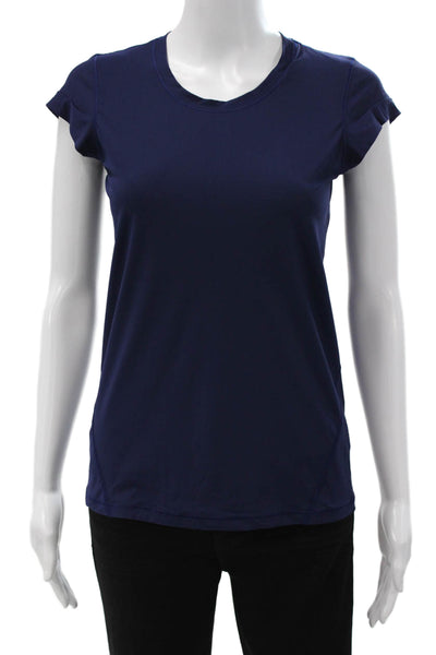 Lululemon Womens Basic Athletic Crew Neck Tee Blue Nylon Short Sleeve Size 4