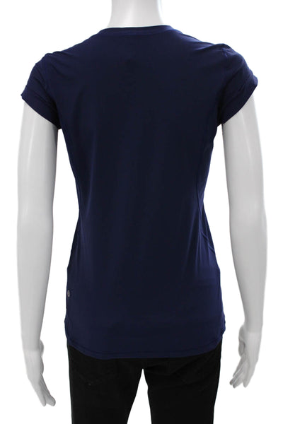 Lululemon Womens Basic Athletic Crew Neck Tee Blue Nylon Short Sleeve Size 4