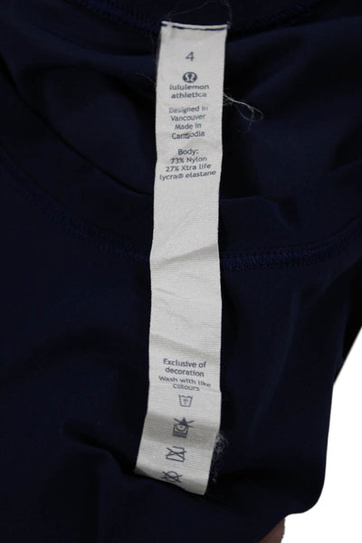 Lululemon Womens Basic Athletic Crew Neck Tee Blue Nylon Short Sleeve Size 4
