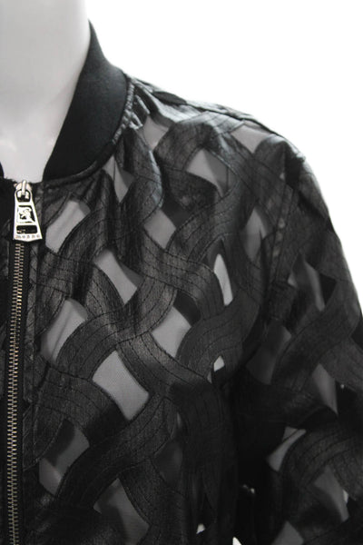 Valiant Unisex Bomber Jacket Black Cotton Geometric Long Sleeve Zip Size L