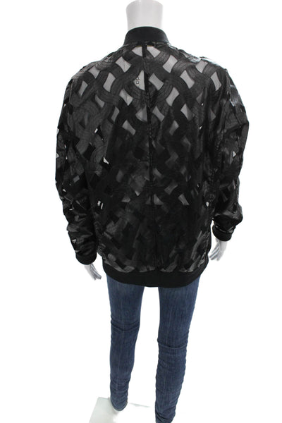 Valiant Unisex Bomber Jacket Black Cotton Geometric Long Sleeve Zip Size L