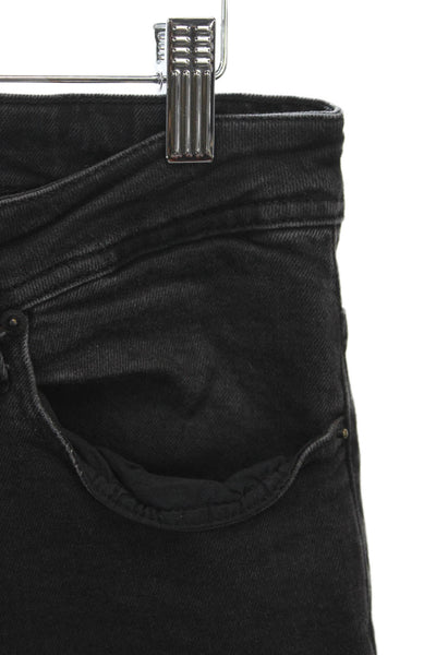 Zara Mens Skinny Mid Rise Jeans Black Cotton Button Fly Size 31