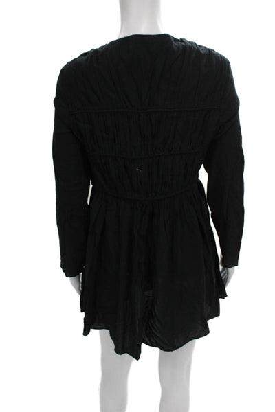 J Crew Womens Black V-Neck Shift Dress Long Sleeve Boho Size XS