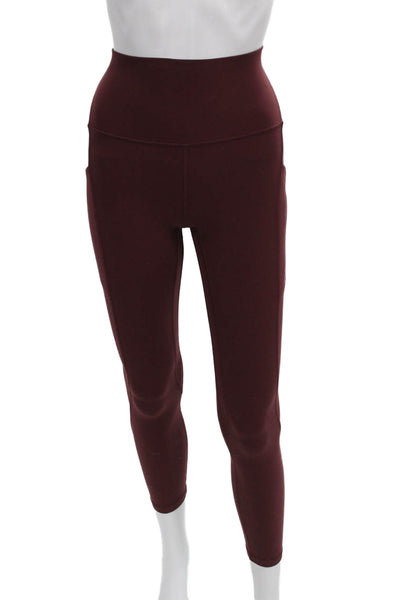 Lululemon Women Red Ankle Leggings Synthetic Blend Activewear Size 4