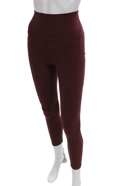 Lululemon Women Red Ankle Leggings Synthetic Blend Activewear Size 4