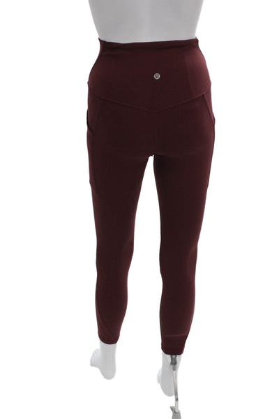 Lululemon Women Red Ankle Leggings Synthetic Blend Activewear Size 4