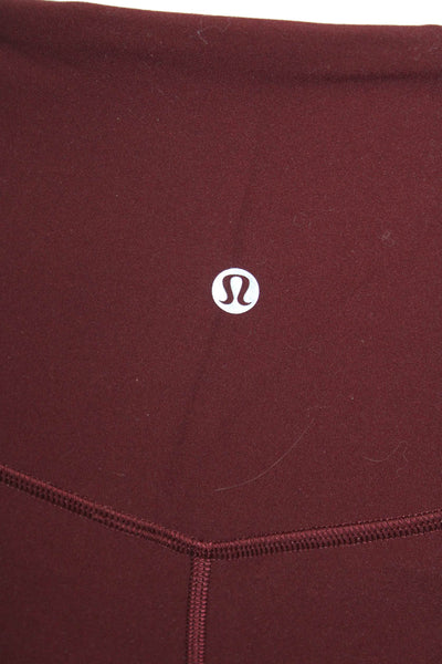 Lululemon Women Red Ankle Leggings Synthetic Blend Activewear Size 4