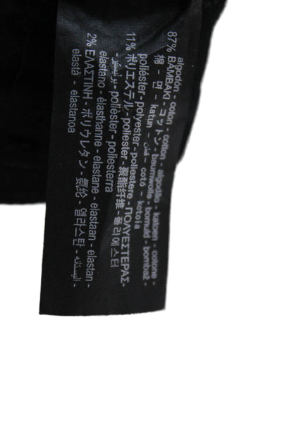 Zara Women Wide Leg Black Cotton Mid Rise Jeans Button Size 4