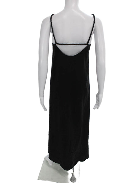 Zara Women Maxi Dress Black V-Neck Sleeveless Knee Length Evening Size XS