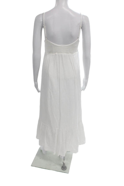 Zara Women White Cotton Scoop Neck Sleeveless Maxi Dress Size S
