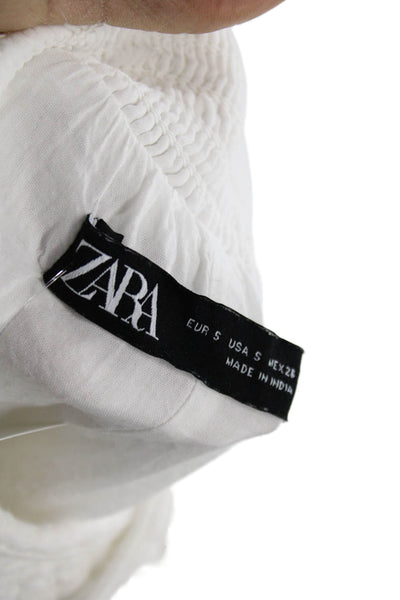 Zara Women White Cotton Scoop Neck Sleeveless Maxi Dress Size S