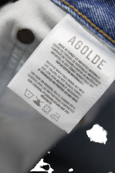 Agolde Women Cut-Off Blue Cotton Shorts Size 26