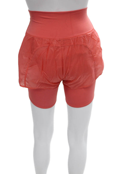 Alo Womens Compression Shorts Red Polyester Solid Sports Pull On Size 2XS