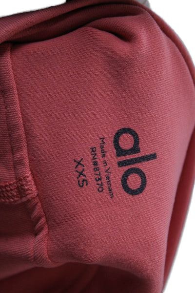Alo Womens Compression Shorts Red Polyester Solid Sports Pull On Size 2XS