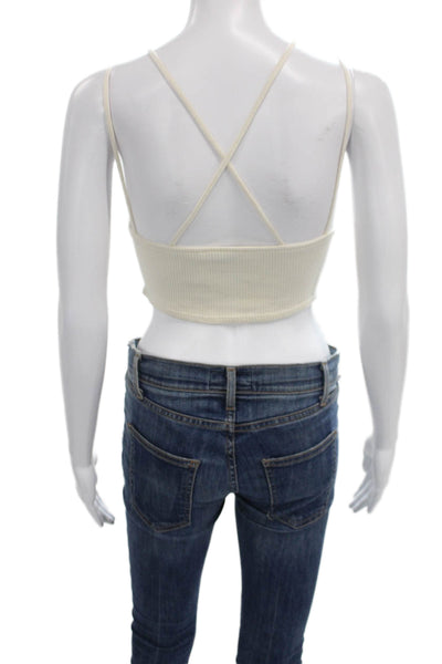 Zara Women Camisole Ivory Knit V Neck Bohemian Summer Size S