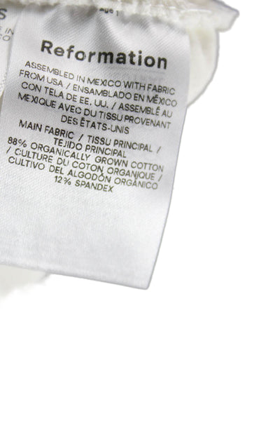 Reformation Women White Square Neck Longsleeve T-Shirt Cotton Size S